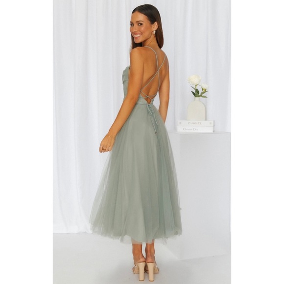 SIGNAL MY WAY MIDI DRESS SAGE - Picture 3 of 4